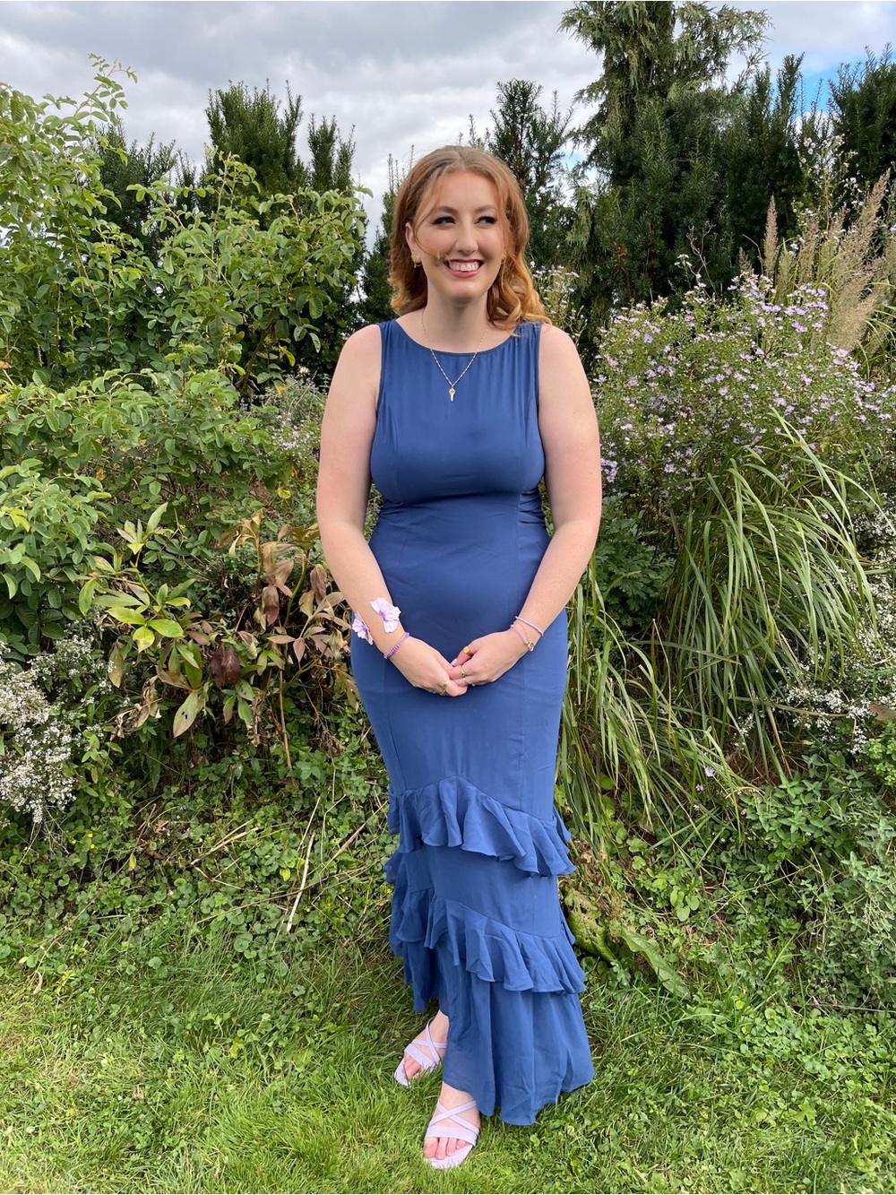 Lulu's Navy Sleeveless Ruffle-Tier Maxi Dress